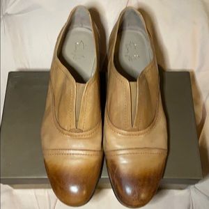 Tan Cap Toe Leather Loafers